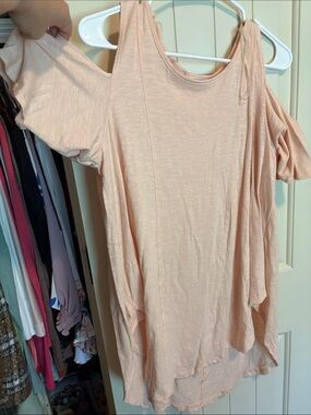 Love in Soft Peach Cold-Shoulder Tunic